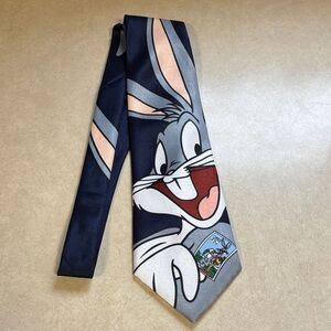 Warner Bros. Bugs Bunny Navy Blue and Gray Cartoon Tie